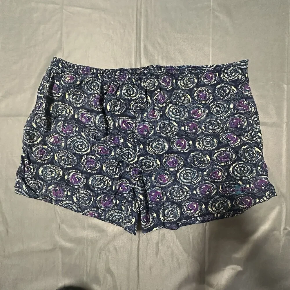Vintage 90s Champion Swim Trunks Mens 3XL Lined Shorts Retro Swirl Print Navy